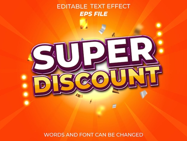 discount sale text effect editable 3d text for logo and business brand vector template