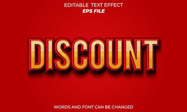 discount sale text effect editable 3d text for logo and business brand vector template