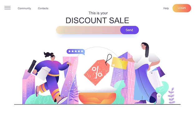 Discount sale web concept for landing page