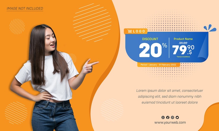 Vector discount social media banner sale with discount label