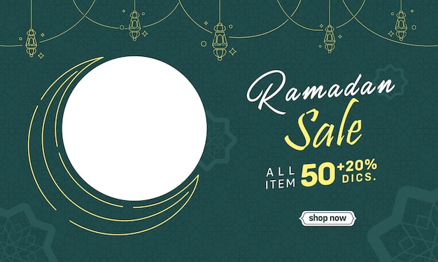 Discount Social Media Ramadan Banner Sale Crescent Moon