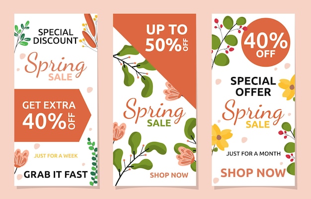 Vector discount spring sale flower floral season marketing banner business