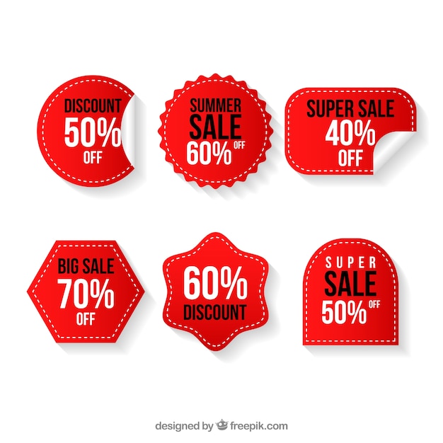 Vector discount sticker collection of six