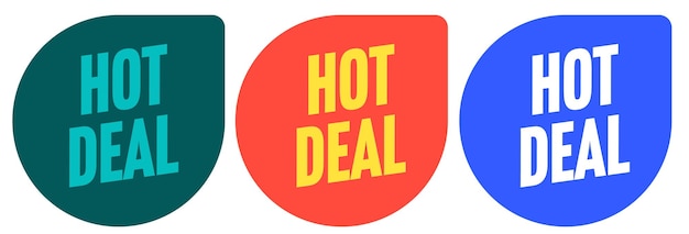 Vettore set di adesivi sconto con messaggio hot deal