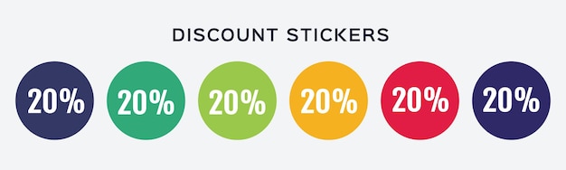 Discount stickers set in flat style