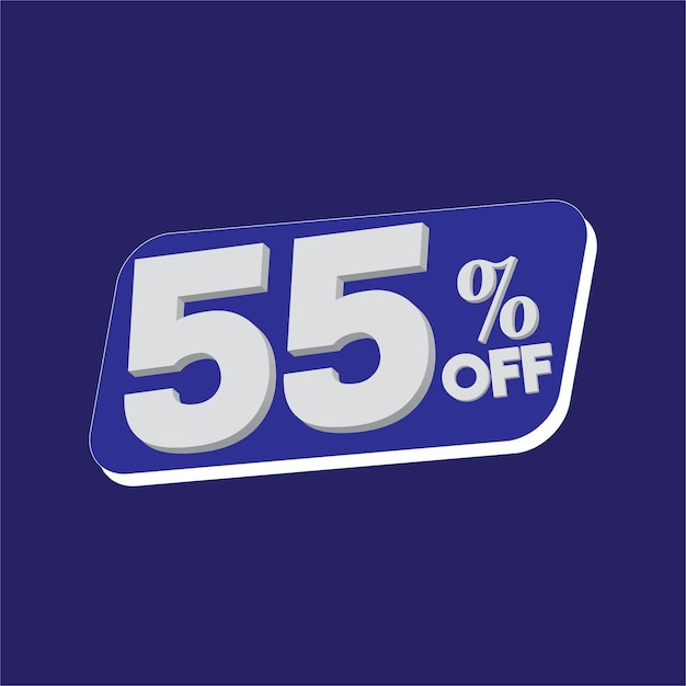 A discount tag 55 percent off price label sale and offer