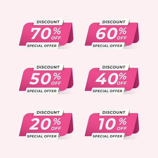 Discount tags template design for sale banner set Premium vector