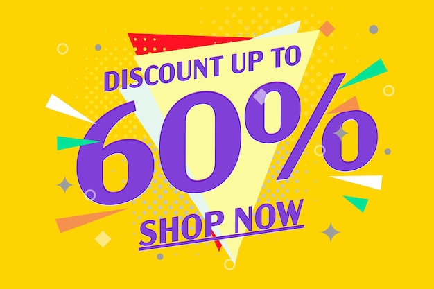 Discount up to percent off pop art banner