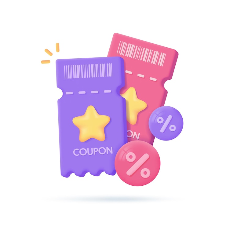 Vector discount voucher percentage reductions in festive sales promotions 3d illustration