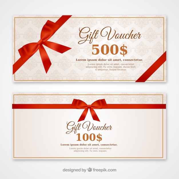 Discount vouchers with a red bow