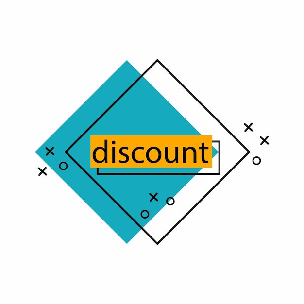 Discountl abel Promotional discount sticker price tag website banner in yellow and blue colors trendy flat geometric bubbles sale product emblem marketing coupon vector retro poster template