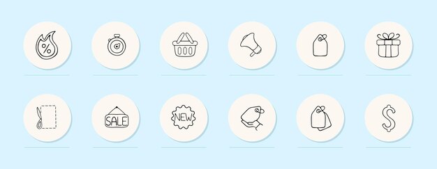 Discounts line icon Bonus percentage gift sale coupon grocery cart Pastel color background Vector line icon