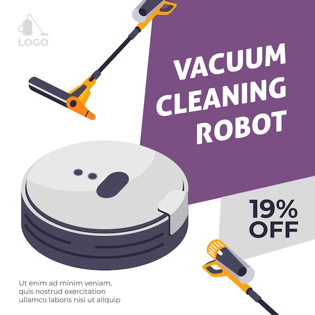 Discounts and sales on vacuum cleaning robot autonomous electronic device to maintain cleanliness at home Housekeeping and household equipment for hygiene Smart decision vector in flat style