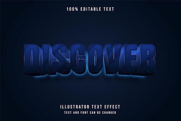 Scopri, 3d testo modificabile effetto blu gradazione al neon stile di testo