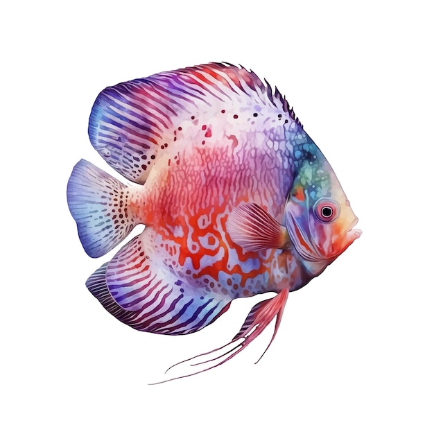 Discus fish watercolor paint