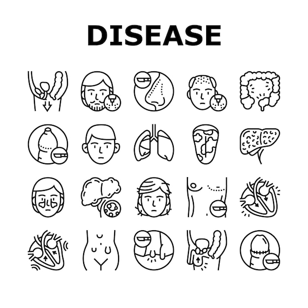 Disease Human Organ Collection Icons Set Vector