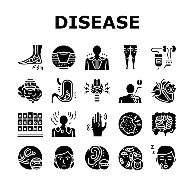 Disease Human Problem Collection Icons Set Vector