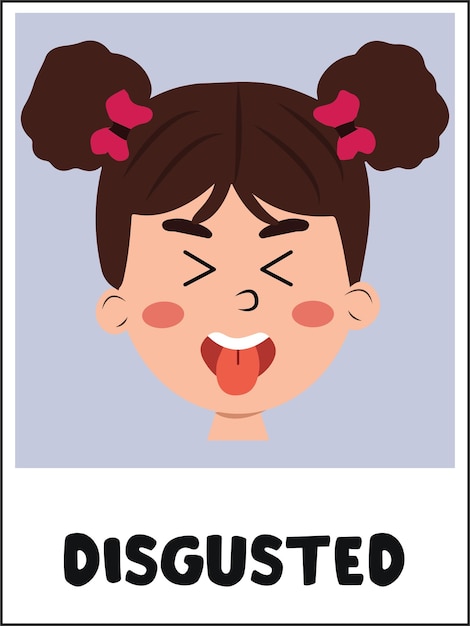 Disgusted face cartoon flashcard