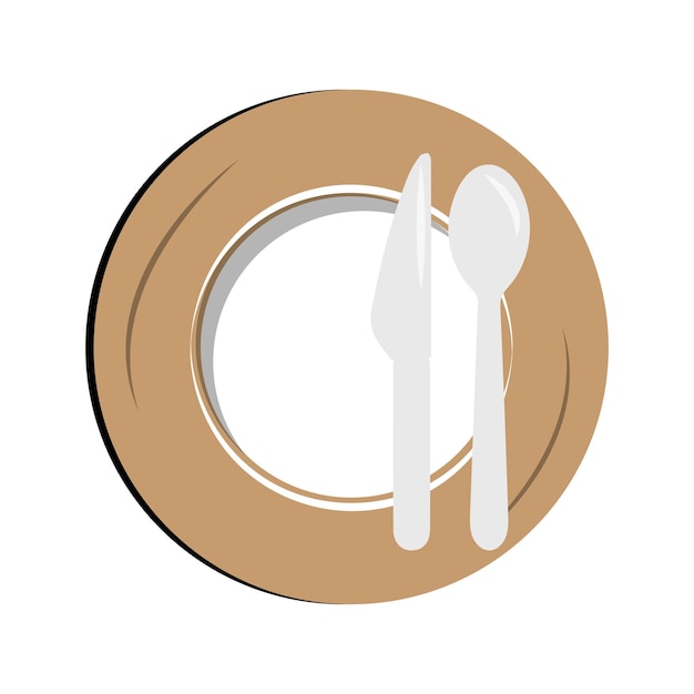 Dish Empty plate with knife and fork isolated on a white background Plate circle icon