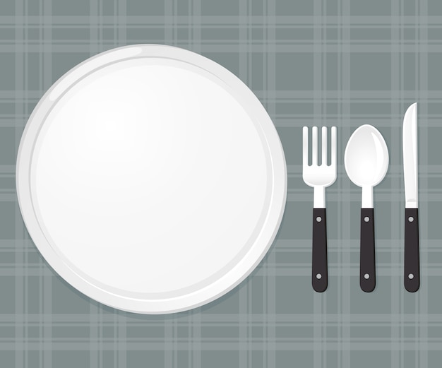 Vector dish set. spoon fork and knife