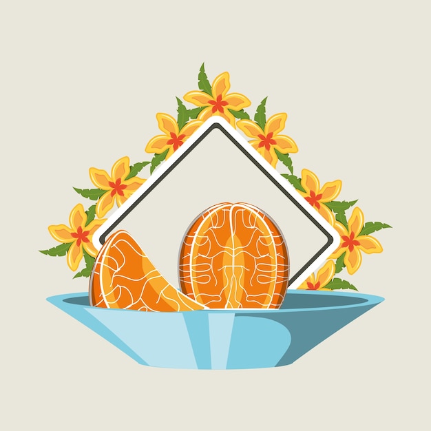 Vector dish with tangerine segments