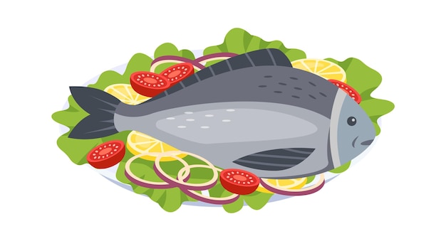 Vector dish with tuna seafood vector illustration