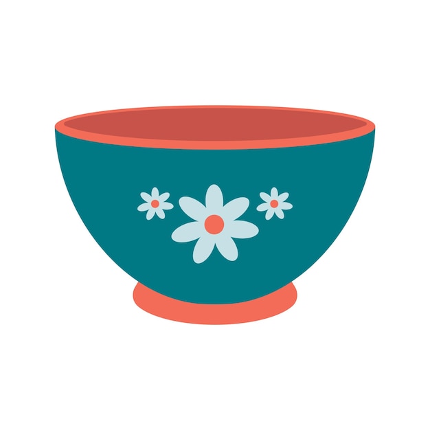 Dishes A deep bowl for salad with a floral ornament