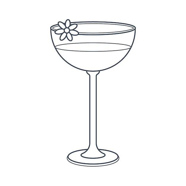 Vector dishes a glass cocktail wineglass with a drink line art