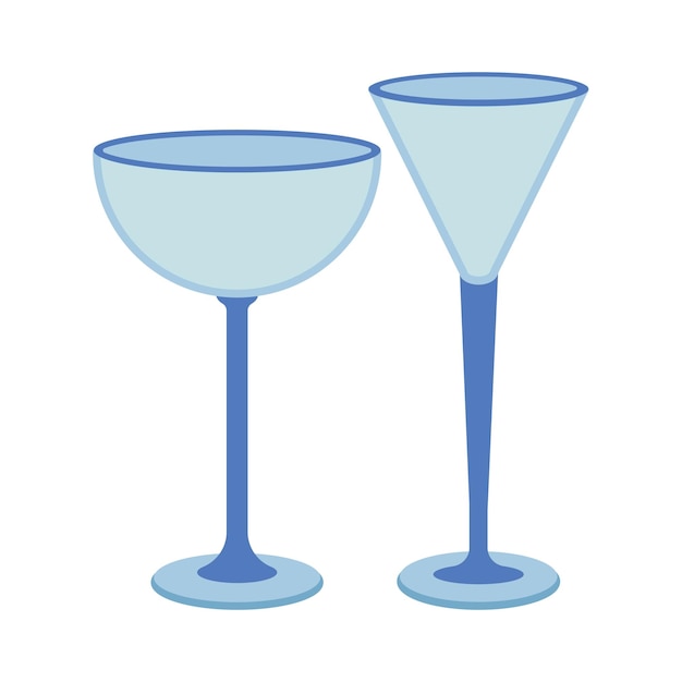 Vector dishes a set of glass cocktail wineglass