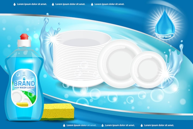 Dishwashing liquid ad vector d illustration