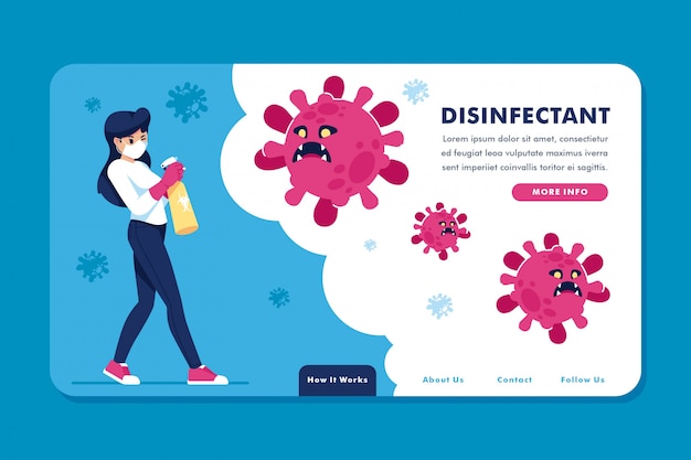 Vector disinfectant creative landing page concept