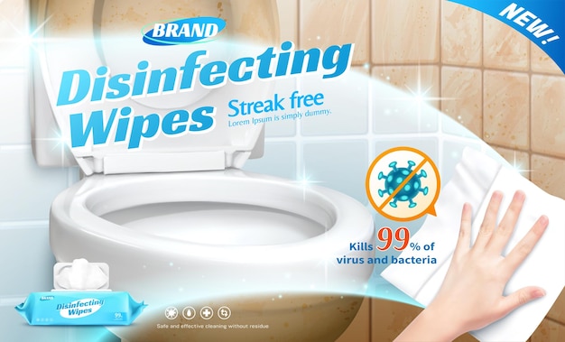 Vector disinfectant wipes ad template