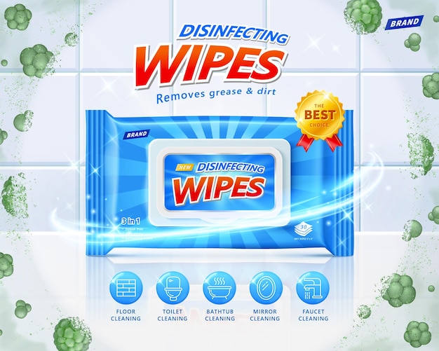 Disinfecting wet wipes ad template