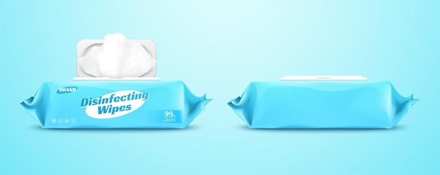 Vector disinfecting wipes pack mockup