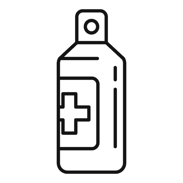 Иконка дезинфекционного медицинского спрея Контур иконки вектора дезинфекционного медицинского спрея для веб-дизайна изолирован на белом фоне