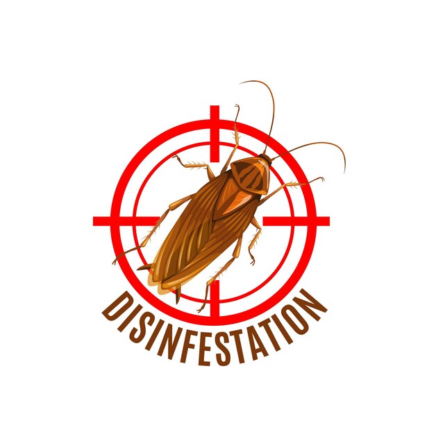 Vector disinfestation icon cockroach stop cartoon sign