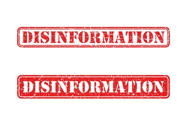 Disinformation red stamp on white background