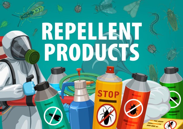 Vector disinsection with repellent products vector poster