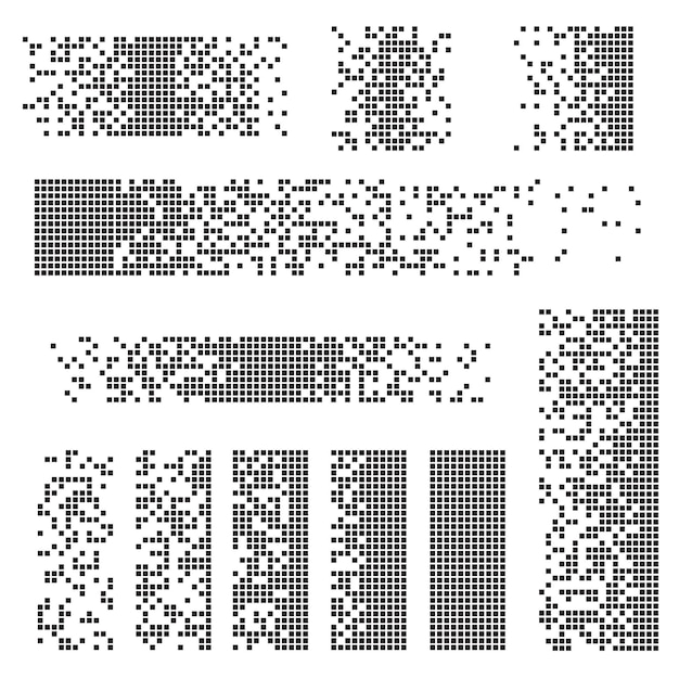 Disintegration Effect Different Types Shape Set Dot and Pixel Dissolving Concept for Graphic Web Design Vector illustration