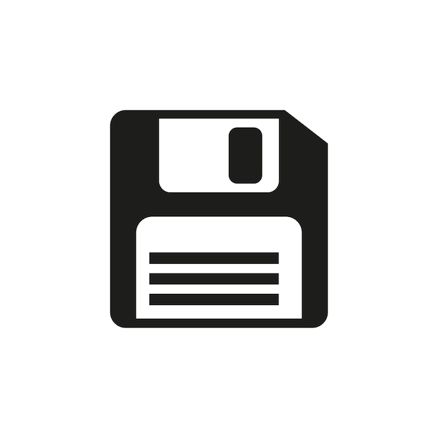 Diskette black icon save button vector illustration