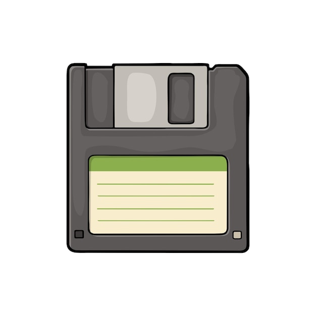 Vector diskette met blanco label voor personal computer vintage platte vectorkleur