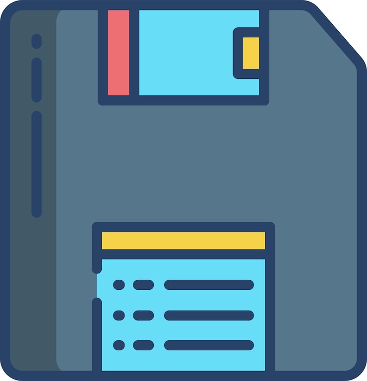 Vector diskettesolid linear color vector illustration