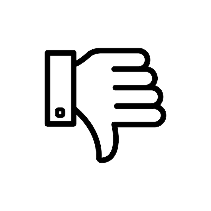 Vector dislike icon set thumb down vector logo symbol in black filled and outlined style unlike buisness sign