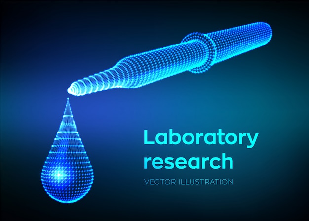 Dispensing pipette with emerging drop.