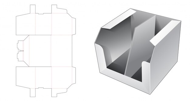 분배기 다이 컷 템플릿이있는 디스플레이 상자