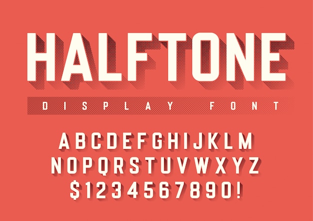  display font  with halftone shadow, alphabet, chara