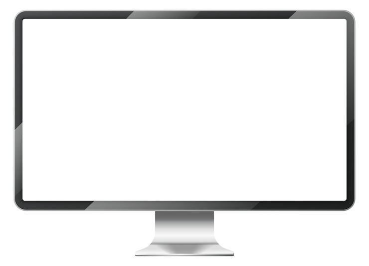 Vector display mockup blank computer monitor screen frame isolated on white background