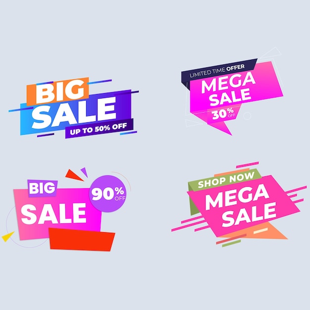 a display of pink and blue signs for big sale