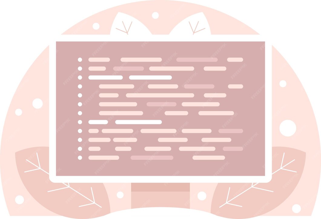 Premium Vector | Display screen with program code Workplace of a ...