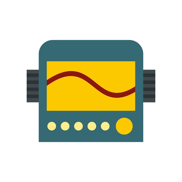 白い背景にフラット スタイルの心電図心電図マシン アイコンを表示します。